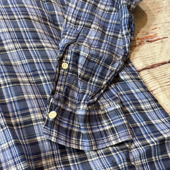 Ralph Lauren Blue Plaid Linen Button Down Shirt sz 4XLT - Picture 5 of 9